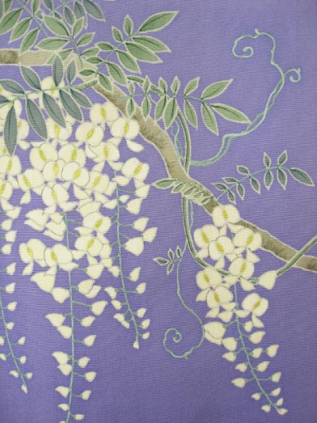 画像2: 塩瀬藤色地名古屋帯＊白藤（未仕立） (2)