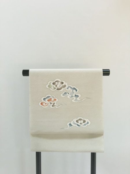 画像3: 長浜産夏用帯地砂色名古屋帯＊飛雲（未仕立） (3)