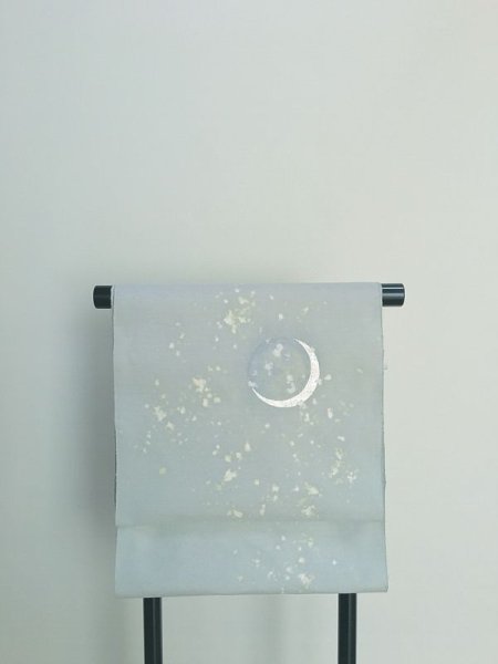 画像3: 新古結城紬地ブルーグレイ地名古屋帯＊綿雪（未仕立） (3)