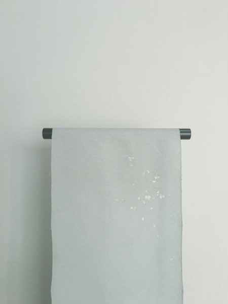 画像2: 新古結城紬地ブルーグレイ地名古屋帯＊綿雪（未仕立） (2)