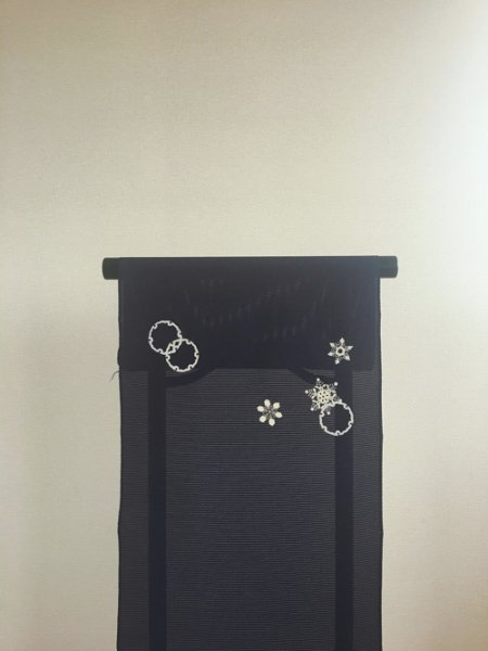 画像2: 新古五泉駒絽紫紺色地名古屋帯＊結晶（未仕立） (2)