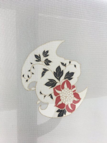 画像5: 新古駒絽薄墨色地名古屋帯*蝙蝠(未仕立) (5)