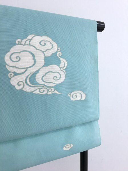 画像4: 新古駒絽空色地名古屋帯＊雲文（未仕立） (4)