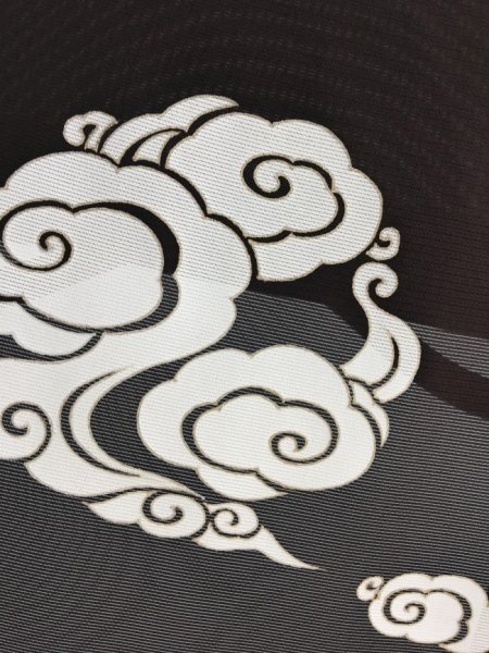 画像5: 新古駒絽濃茶色地名古屋帯*雲文(未仕立) (5)
