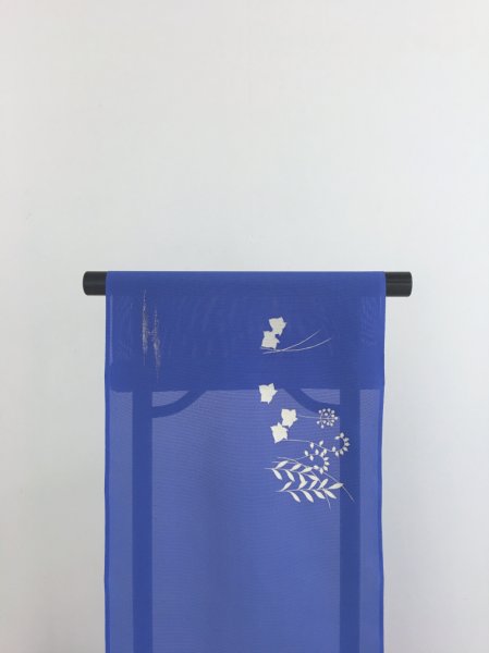 画像2: 新古駒絽瑠璃色地名古屋帯＊月夜（未仕立） (2)