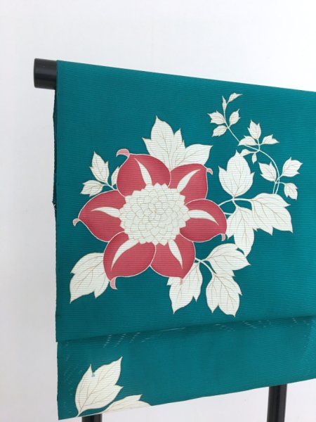 画像5: 新古駒絽碧色地名古屋帯*鉄線(未仕立) (5)