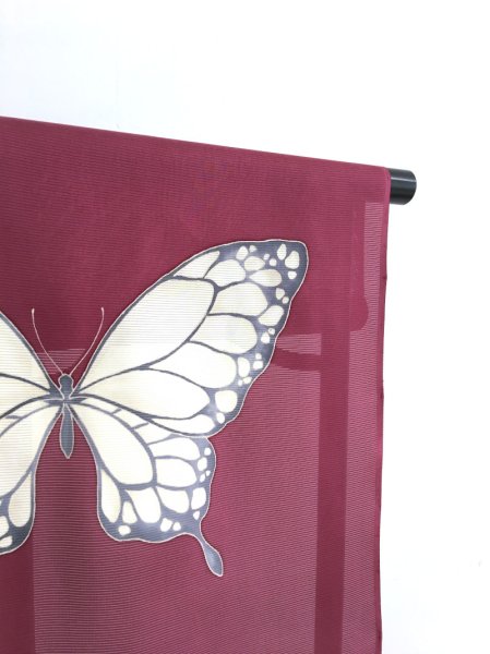 画像5: 新古絽葡萄色地名古屋帯＊揚羽（未仕立） (5)