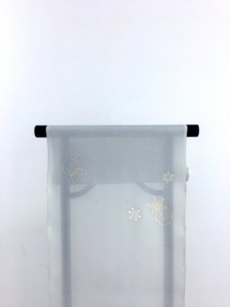 画像2: 新古絽シルバーグレー地名古屋帯＊結晶（未仕立） (2)