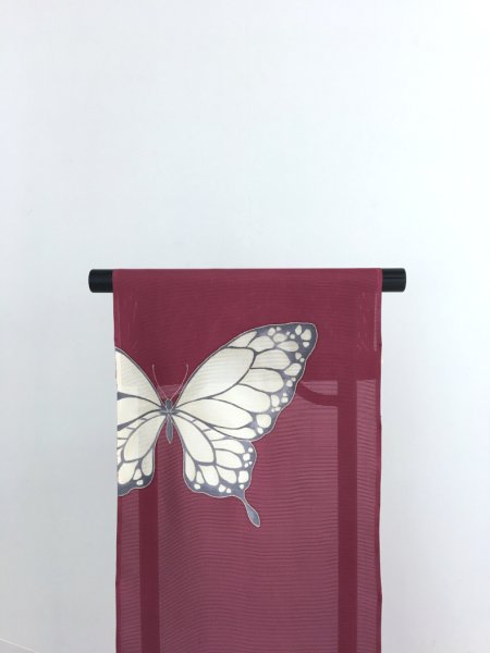 画像3: 新古絽葡萄色地名古屋帯＊揚羽（未仕立） (3)