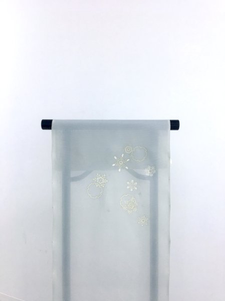 画像4: 新古絽シルバーグレー地名古屋帯＊結晶（未仕立） (4)