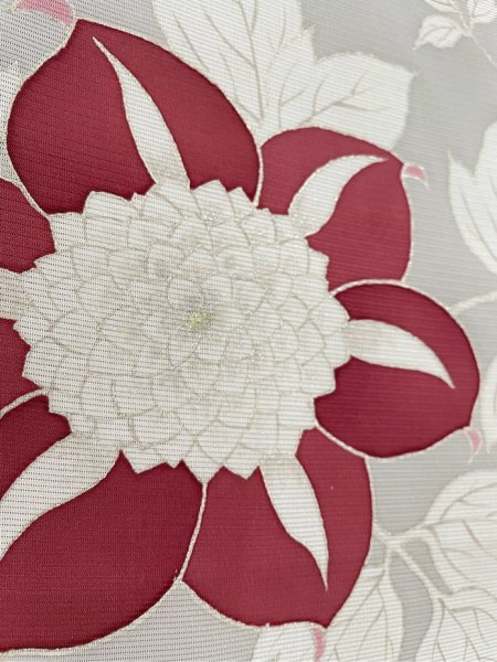 画像3: 新古駒絽グレーベージュ地名古屋帯＊クレマチス（未仕立） (3)