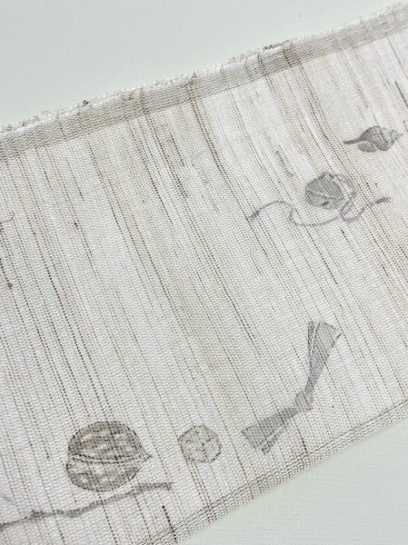 画像10: 苧麻生成り地九寸染帯*Fragments(未仕立) (10)