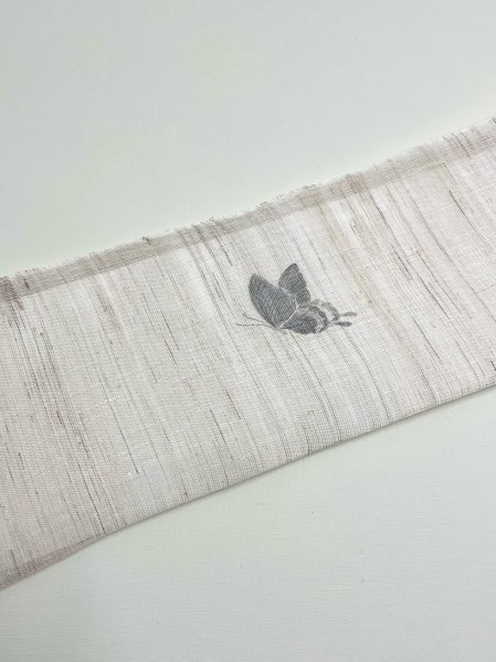 画像7: 苧麻生成り地九寸染帯*Fragments(未仕立) (7)