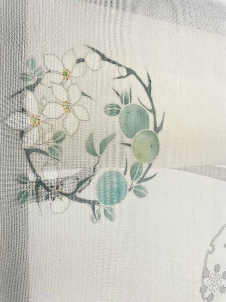 画像5: 絹芭蕉生成り地九寸染帯＊水紋（未仕立） (5)