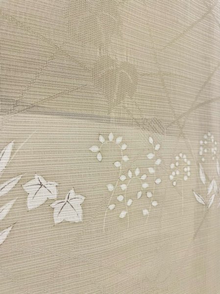 画像8: 新古紋紗ミルクティー色地九寸染帯＊月うさぎ（未仕立） (8)