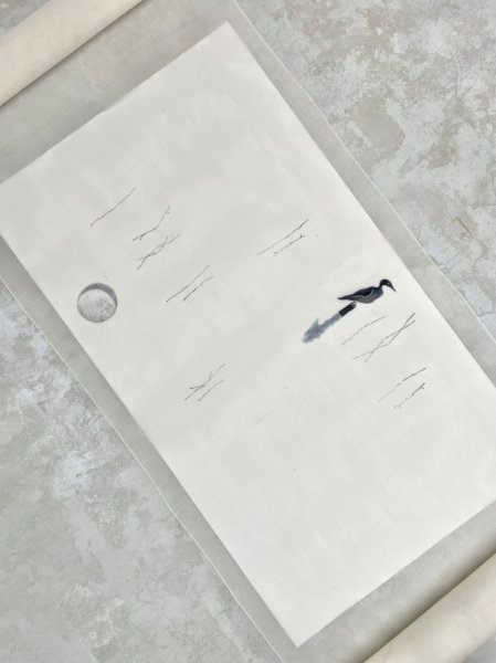 画像8: 絹芭蕉生成り地九寸染帯＊篝火（未仕立） (8)