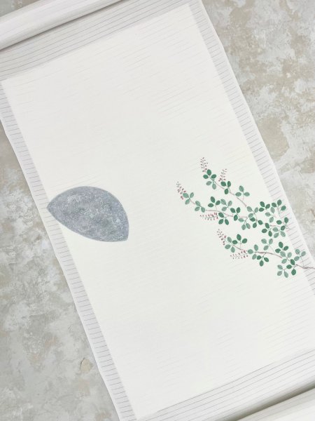 画像7: 五泉塩瀬絽象牙色地九寸染帯/虫籠 (7)